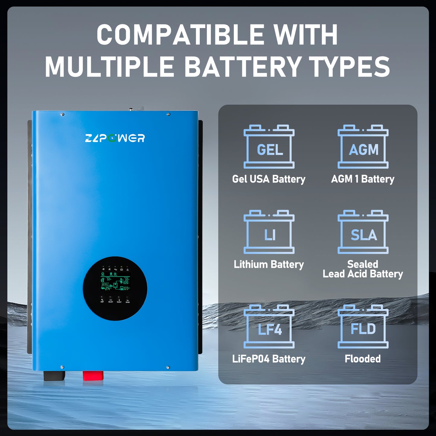 NETSOLAR 12000W 48V Off-Grid Inverter Charger, Peak Power 36000W for 20s, 240V AC Input, 120/240V Split Phase Output, Pure Sine Wave, UL1741 Certified, Built-in 2 MPPT Low Frequency for Solar System